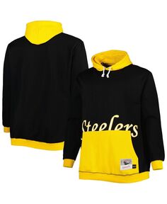 Мужская черно-золотая толстовка с капюшоном pittsburgh steelers big and tall big face Mitchell &amp; Ness, мульти