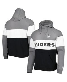 Мужская черно-серебристая толстовка с капюшоном las vegas raiders colorblock throwback New Era, мульти