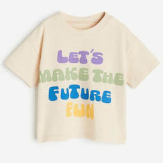 Футболка H&amp;M Printed Let&apos;s Make The Future Fun, светло-бежевый H&M