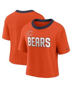 Женский оранжевый укороченный топ с высоким бедрами chicago bears Nike