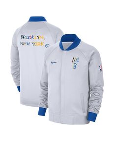 Белая мужская куртка royal brooklyn nets 2022/23 city edition showtime thermaflex с молнией во всю длину Nike, мульти
