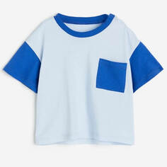 Футболка H&amp;M Cotton Jersey Сolor Block, голубой/синий H&M