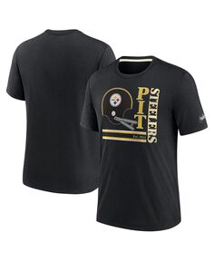 Мужская черная футболка pittsburgh steelers с логотипом wordmark tri-blend Nike, черный