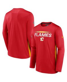Мужская фирменная красная футболка с длинным рукавом calgary flames authentic pro rink performance Fanatics, красный