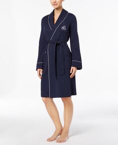 Короткий халат со стеганым воротником-шалью Lauren Ralph Lauren, синий