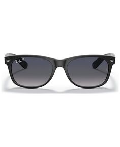Поляризованные солнцезащитные очки Ray-Ban RB2132 New Wayfarer, черный матовый/синий поляризованный