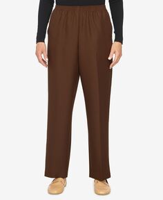 Плюс размер классические прямые брюки средней длины без застежек Alfred Dunner, коричневый