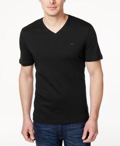 Мужская футболка из жидкого хлопка с v-образным вырезом Michael Kors, черный