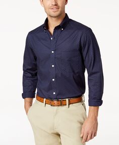 Мужская рубашка из стрейч-хлопка с принтом в мелкий горошек, созданная для macy&apos;s Club Room, темно-синий