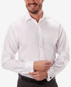 Мужская классическая рубашка классического кроя без утюга с французскими манжетами Calvin Klein, белый