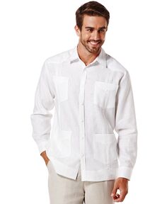 Рубашка guayabera с длинными рукавами из 100% льна Cubavera, белый
