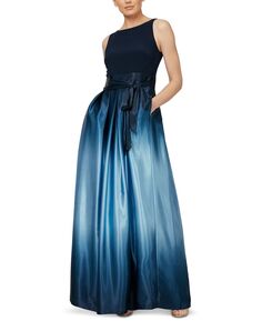 Атласное платье с бантом и поясом с эффектом «омбре» SL Fashions, мульти