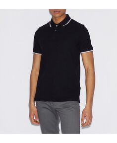 Мужская рубашка-поло с контрастным краем A|X Armani Exchange, черный