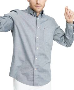 Мужская рубашка большого и высокого роста классического кроя из эластичного однотонного капоте Tommy Hilfiger, мульти