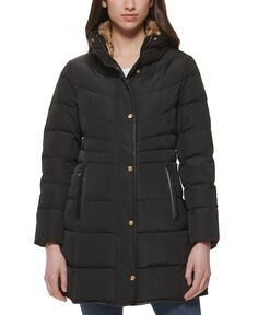 Женское пуховое пальто с воротником из искусственного меха Cole Haan, черный