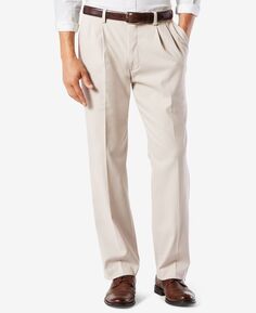 Мужские классические плиссированные брюки цвета хаки easy big &amp; tall easy classic со складками Dockers, светло-бежевый