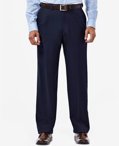 Мужские брюки классического кроя eclo stria с плоским передом и скрытой расширяемой талией Haggar, синий