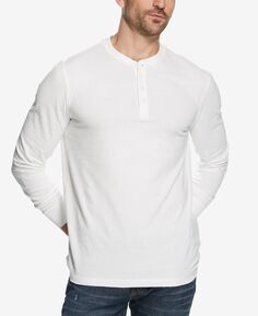Мужская футболка henley из матового джерси с длинным рукавом Weatherproof Vintage, белый