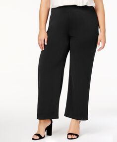 Широкие брюки без застежек petite plus size, созданные для macy&apos;s NY Collection, черный