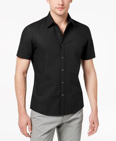 Мужская однотонная эластичная рубашка Michael Kors, черный