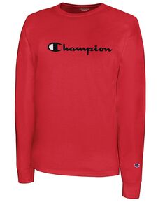 Мужская футболка с длинным рукавом и логотипом Champion, красный