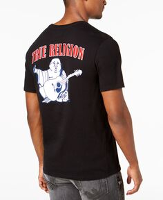 Мужская футболка с круглым вырезом и короткими рукавами с логотипом будды True Religion, черный