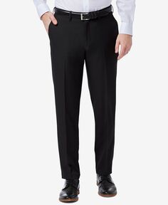 Мужские классические брюки premium comfort slim fit performance stretch с плоским передом Haggar, черный