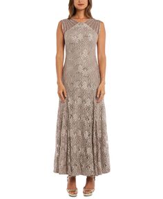 Женское длинное кружевное платье с иллюзиями и украшением R &amp; M Richards