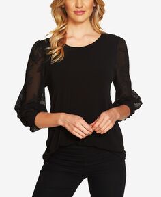 Женская трикотажная блуза с кружевными рукавами CeCe, черный