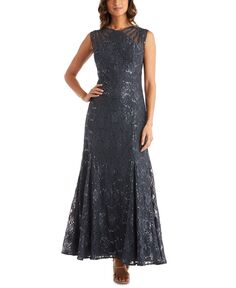 Женское длинное кружевное платье с иллюзиями и украшением R &amp; M Richards, мульти