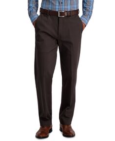 Мужские брюки премиум-класса цвета хаки классического кроя без железа Haggar