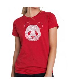 Женская футболка премиум-класса с надписью word art - морда панды LA Pop Art, красный