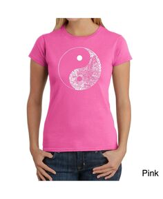 Женская футболка с надписью wordart - инь ян LA Pop Art, розовый