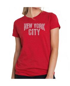 Женская футболка премиум-класса word art - nyc neighborhoods LA Pop Art, красный