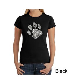 Женская футболка word art - dog paw LA Pop Art, черный