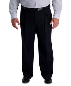 Мужские классические плиссированные брюки big &amp; tall iron free premium цвета хаки классического кроя Haggar, черный
