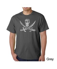 Мужская футболка word art - пират LA Pop Art, серый
