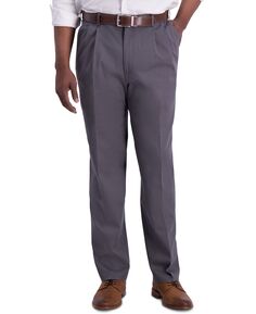 Мужские плиссированные брюки классического кроя премиум-класса цвета хаки без железа Haggar, темно-серый
