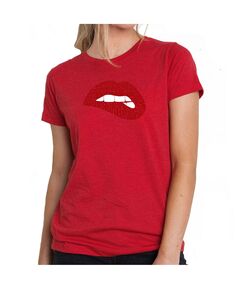 Женская футболка премиум-класса word art - savage lips LA Pop Art, красный