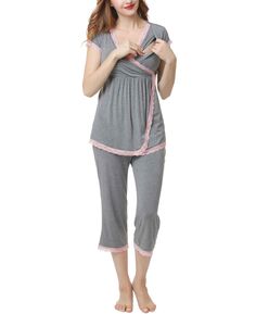 Пижамный комплект для кормящих мам kimi &amp; kai cindy для беременных kimi + kai, серый