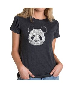 Женская футболка премиум-класса с надписью word art - морда панды LA Pop Art, черный