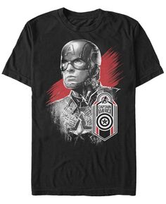Мужская футболка с коротким рукавом с надписью marvel «мстители: эндшпиль», окрашенная в темный цвет «капитан америка» Fifth Sun, черный