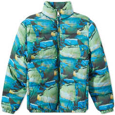 Куртка Erl Surf Puffer, зеленый/голубой/желтый