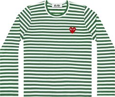 Футболка Comme des Garçons PLAY Striped Long-Sleeve T-Shirt &apos;Green&apos;, зеленый