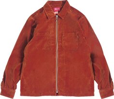 Рубашка Supreme Velvet Zip Up Shirt &apos;Rust&apos;, оранжевый