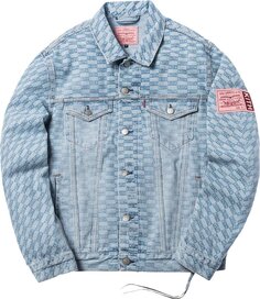 Куртка Kith For Levi&apos;s Salt Bleached AOP Trucker Jacket &apos;Light Blue&apos;, синий