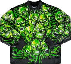 Куртка Supreme Skull Pile Leather Bomber Jacket &apos;Green&apos;, зеленый
