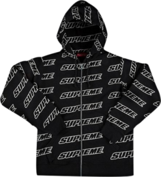 Толстовка Supreme Repeat Zip Up Hooded Sweatshirt &apos;Black&apos;, черный