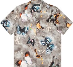 Рубашка Nahmias Butterfly Silk Short-Sleeve Button Down Shirt &apos;Grey&apos;, серый