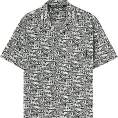 Рубашка Palm Angels Waves Bowling Shirt &apos;White/Black&apos;, белый